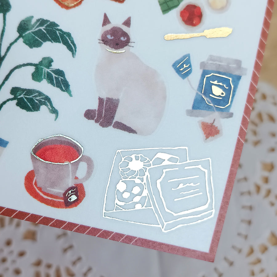 Mind Wave Snug Room Foil Gold Sticker - Tea