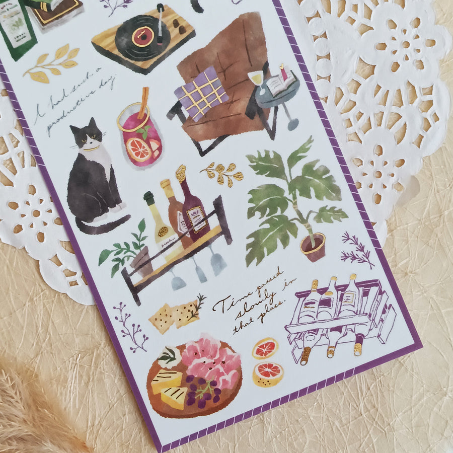 Mind Wave Snug Room Foil Gold Sticker - Wine