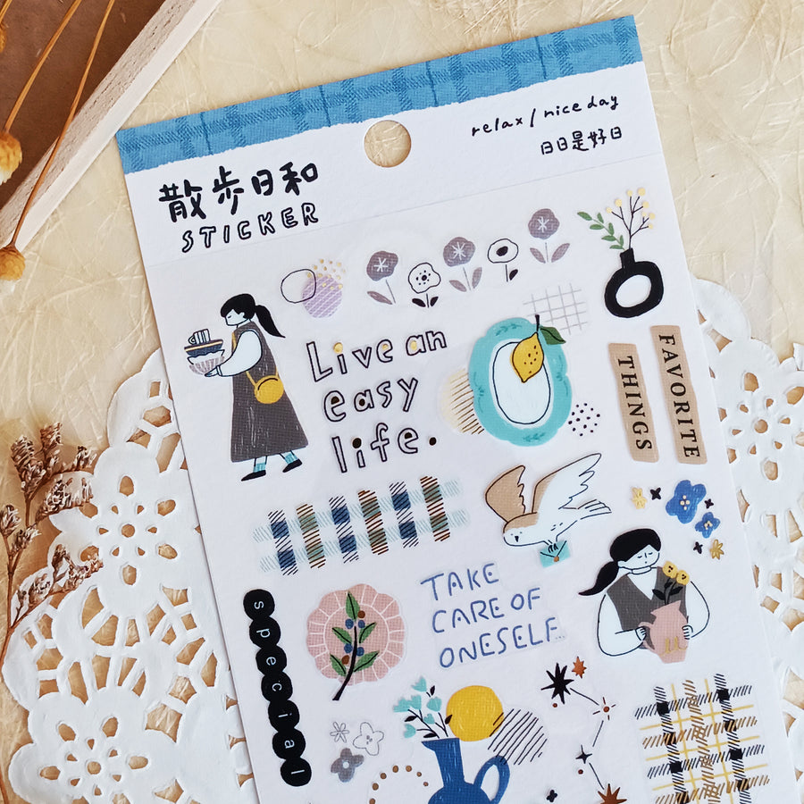 Mind Wave Relax / Nice Day Gold Foil Sticker - Tableware Store