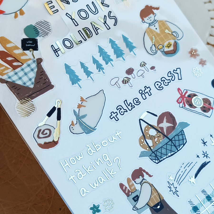 Mind Wave Relax / Nice Day Gold Foil Sticker - Bakery