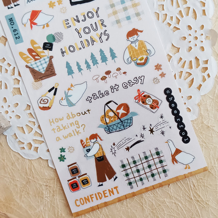 Mind Wave Relax / Nice Day Gold Foil Sticker - Bakery