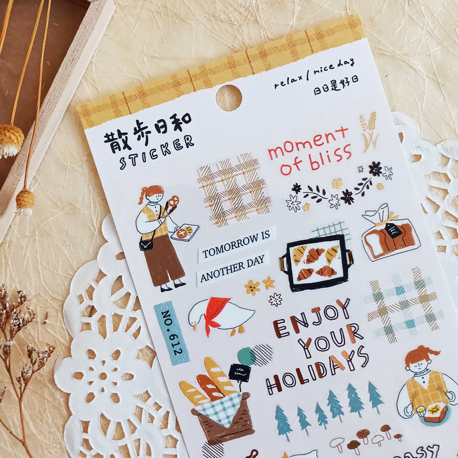 Mind Wave Relax / Nice Day Gold Foil Sticker - Bakery