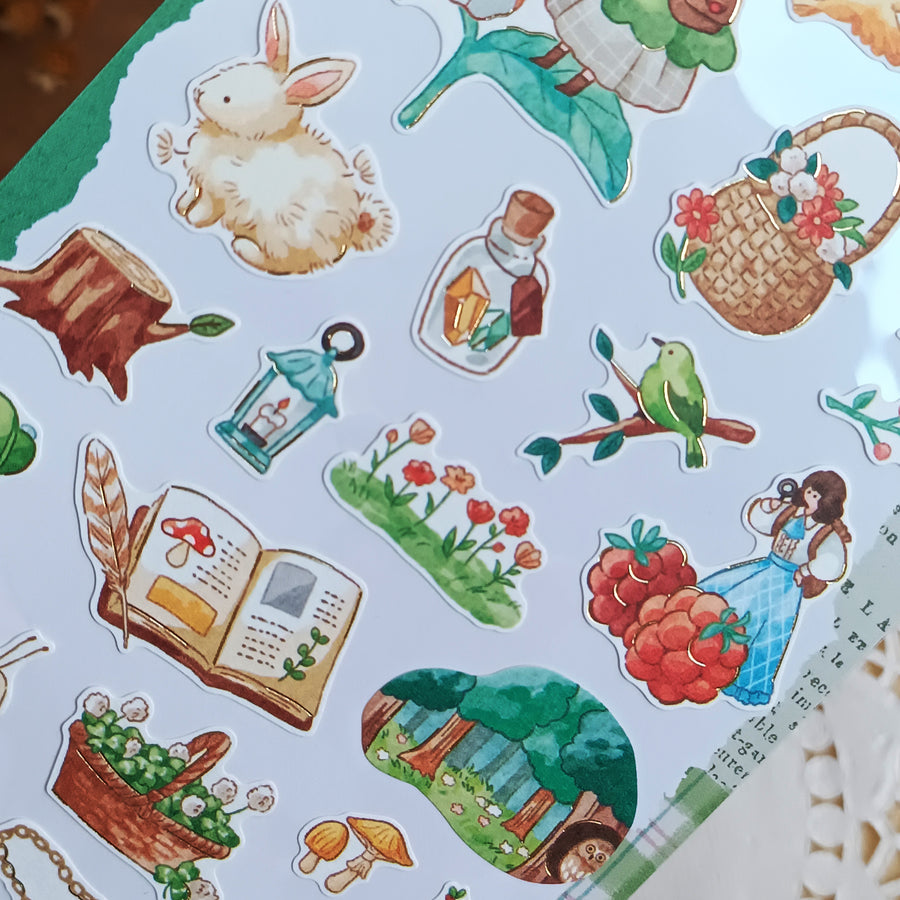 Mind Wave Fushigi Na Sekai Foil Gold Sticker - Exciting Forest Adventure