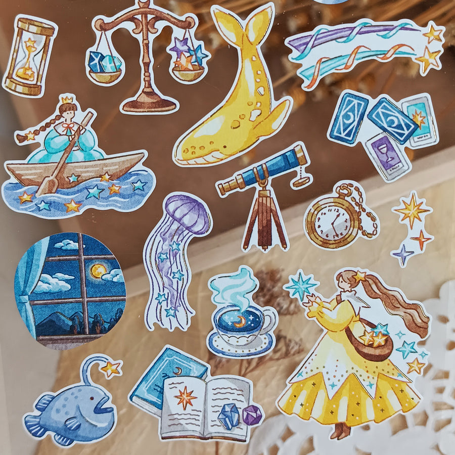 Mind Wave Fushigi Na Sekai Foil Gold Sticker - Sparkling Night Stroll