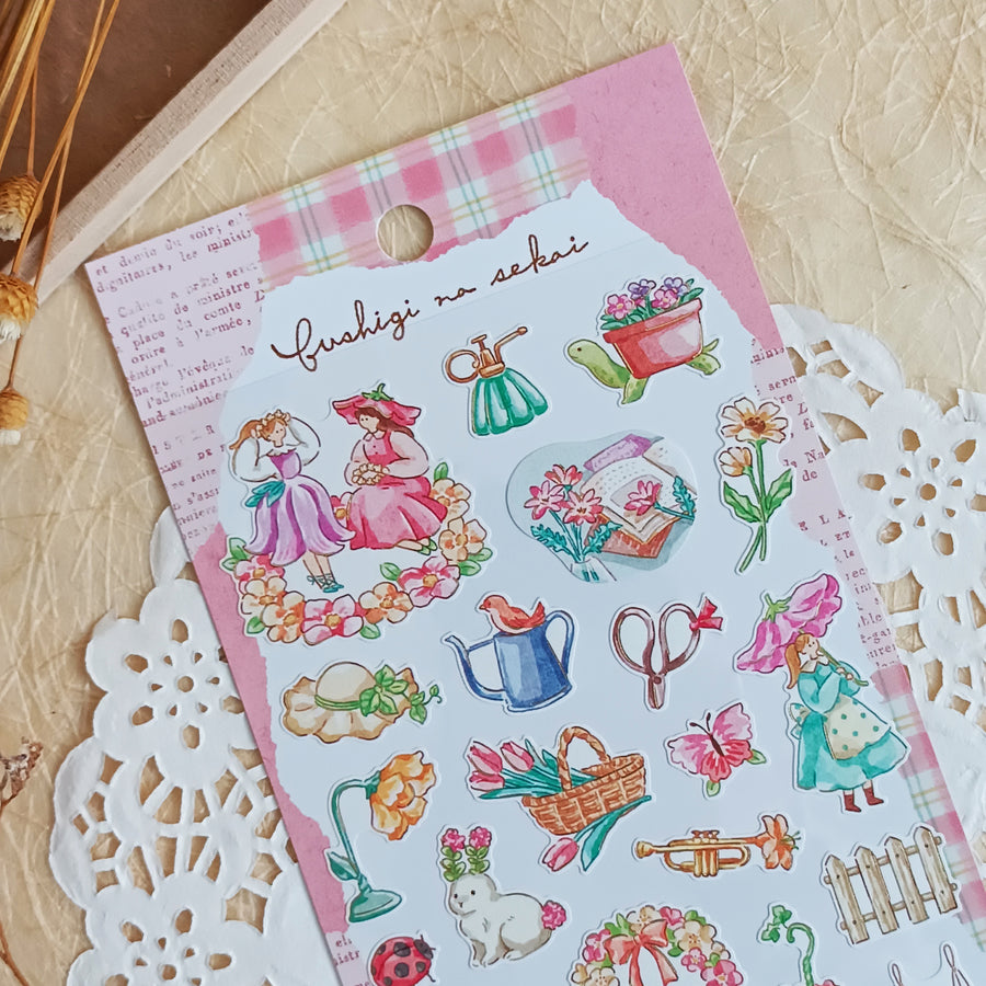 Mind Wave Fushigi Na Sekai Foil Gold Sticker - Fluffy Flower Moment