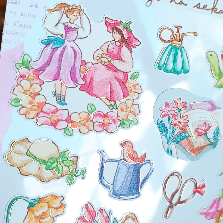Mind Wave Fushigi Na Sekai Foil Gold Sticker - Fluffy Flower Moment
