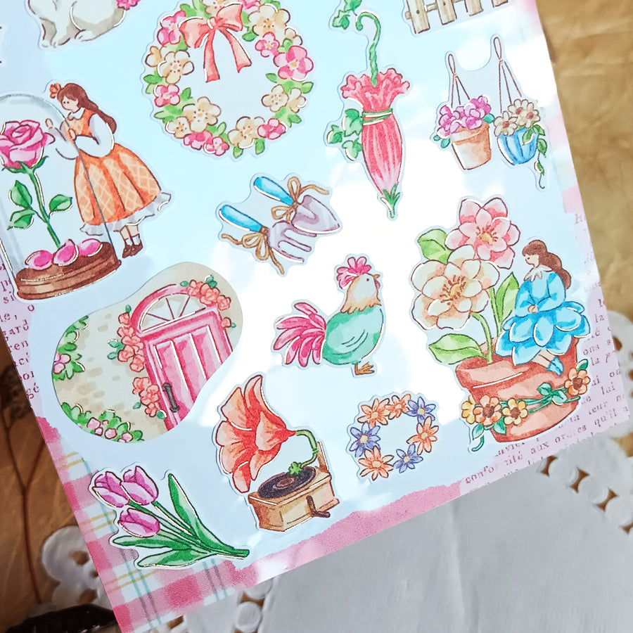 Mind Wave Fushigi Na Sekai Foil Gold Sticker - Fluffy Flower Moment