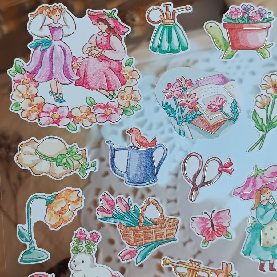 Mind Wave Fushigi Na Sekai Foil Gold Sticker - Fluffy Flower Moment