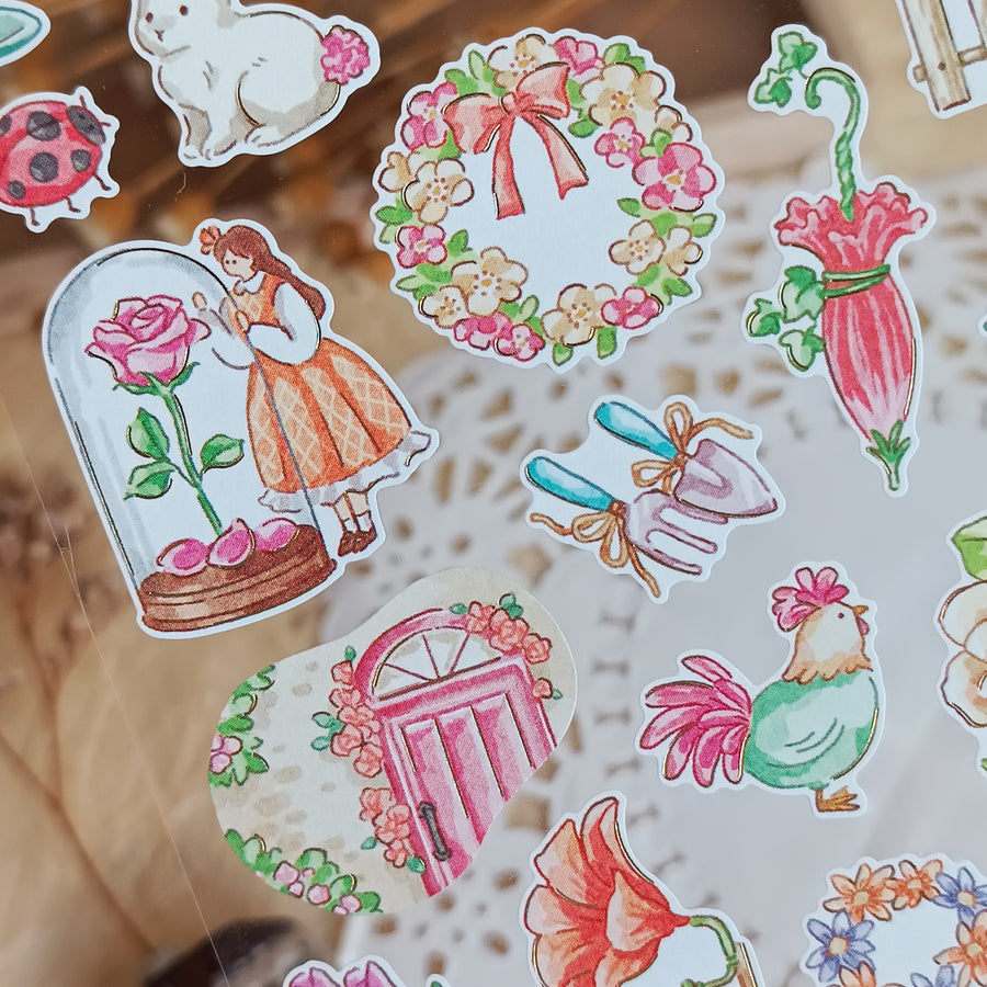 Mind Wave Fushigi Na Sekai Foil Gold Sticker - Fluffy Flower Moment