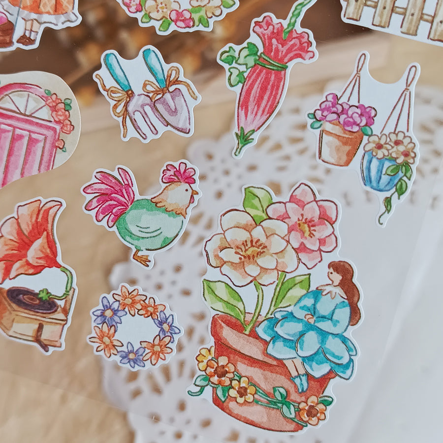 Mind Wave Fushigi Na Sekai Foil Gold Sticker - Fluffy Flower Moment