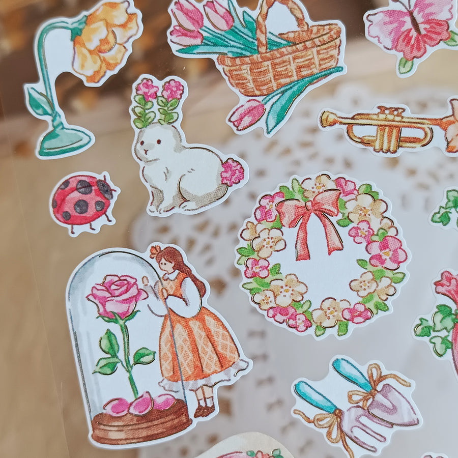 Mind Wave Fushigi Na Sekai Foil Gold Sticker - Fluffy Flower Moment