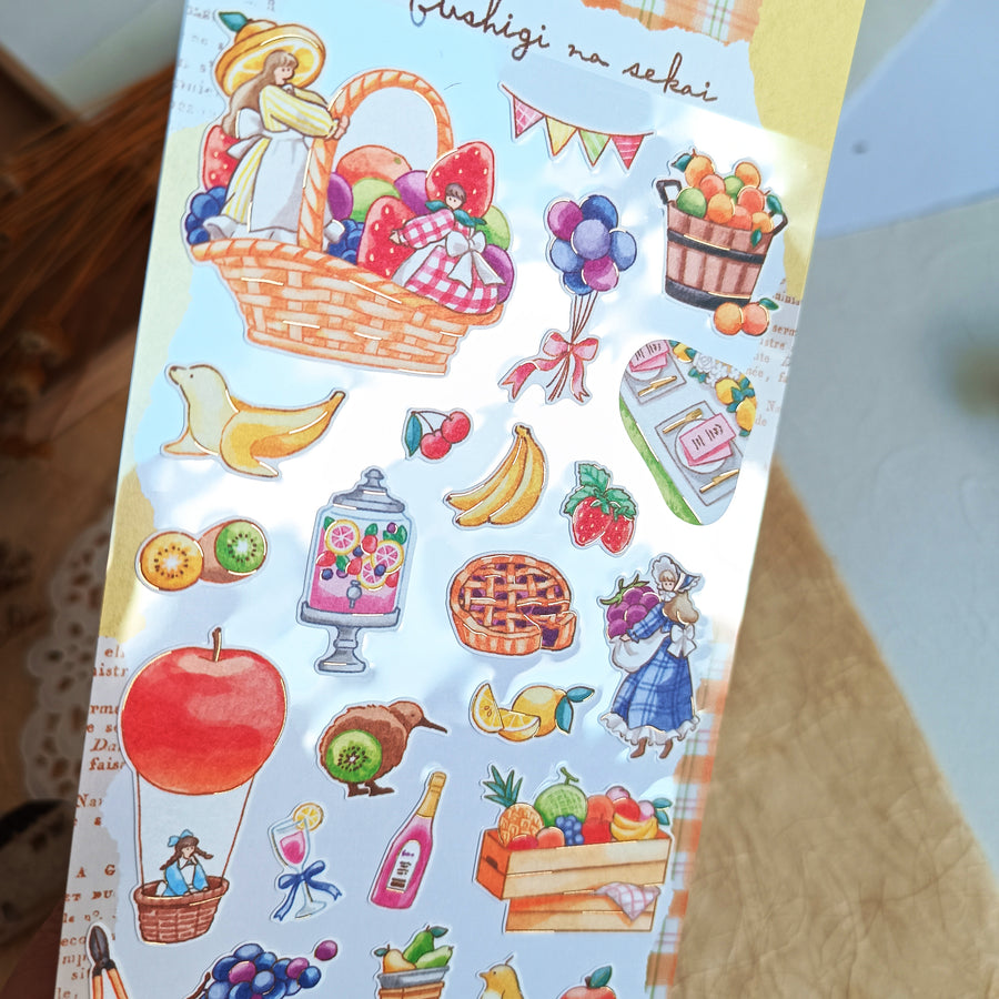 Mind Wave Fushigi Na Sekai Foil Gold Sticker - Bountiful Fruit Harvest