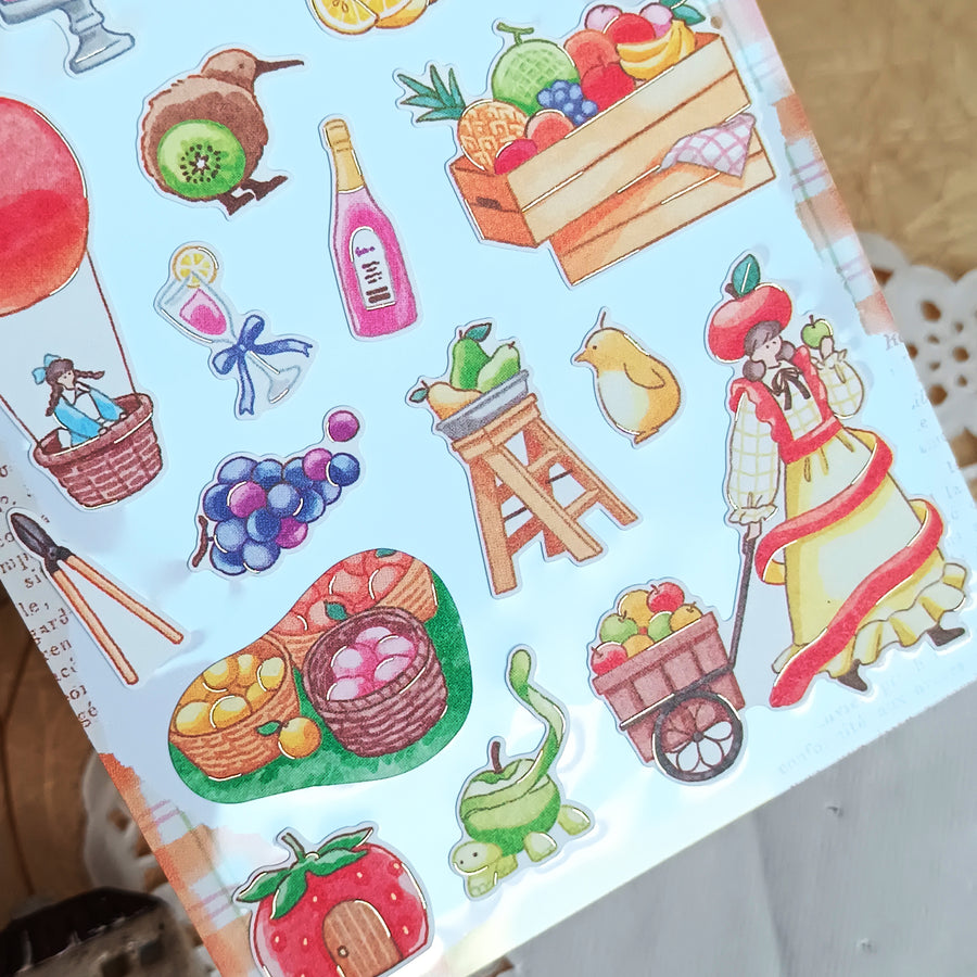 Mind Wave Fushigi Na Sekai Foil Gold Sticker - Bountiful Fruit Harvest