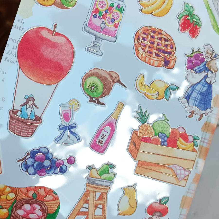 Mind Wave Fushigi Na Sekai Foil Gold Sticker - Bountiful Fruit Harvest