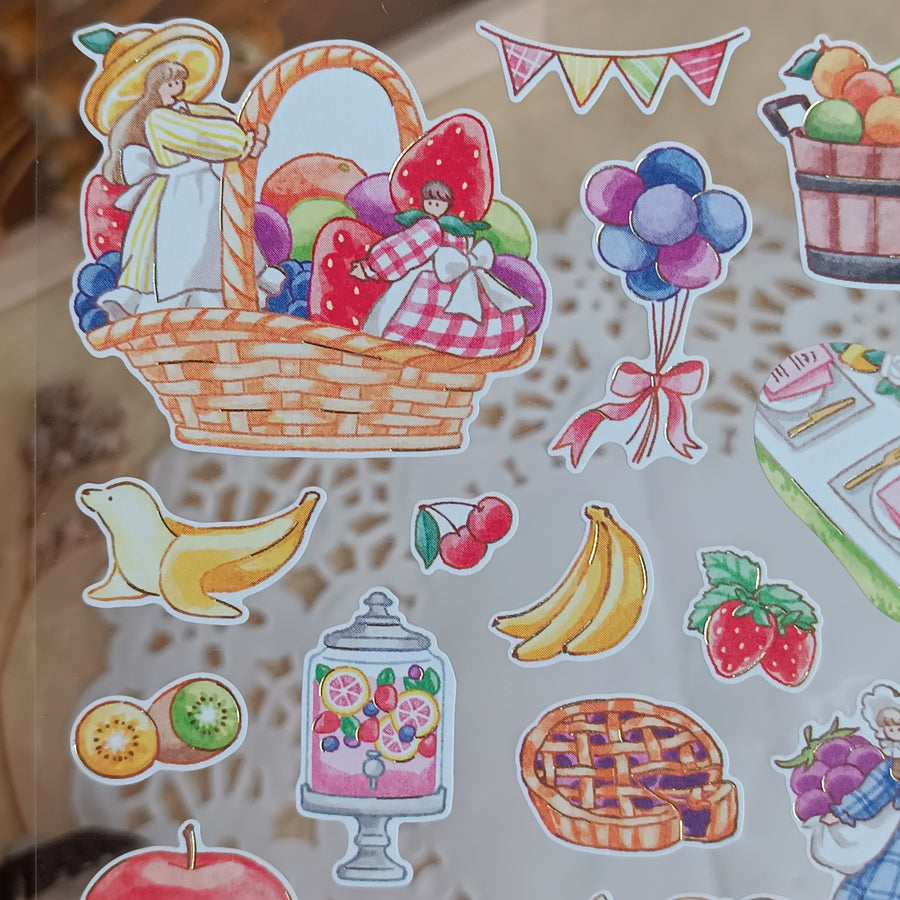 Mind Wave Fushigi Na Sekai Foil Gold Sticker - Bountiful Fruit Harvest