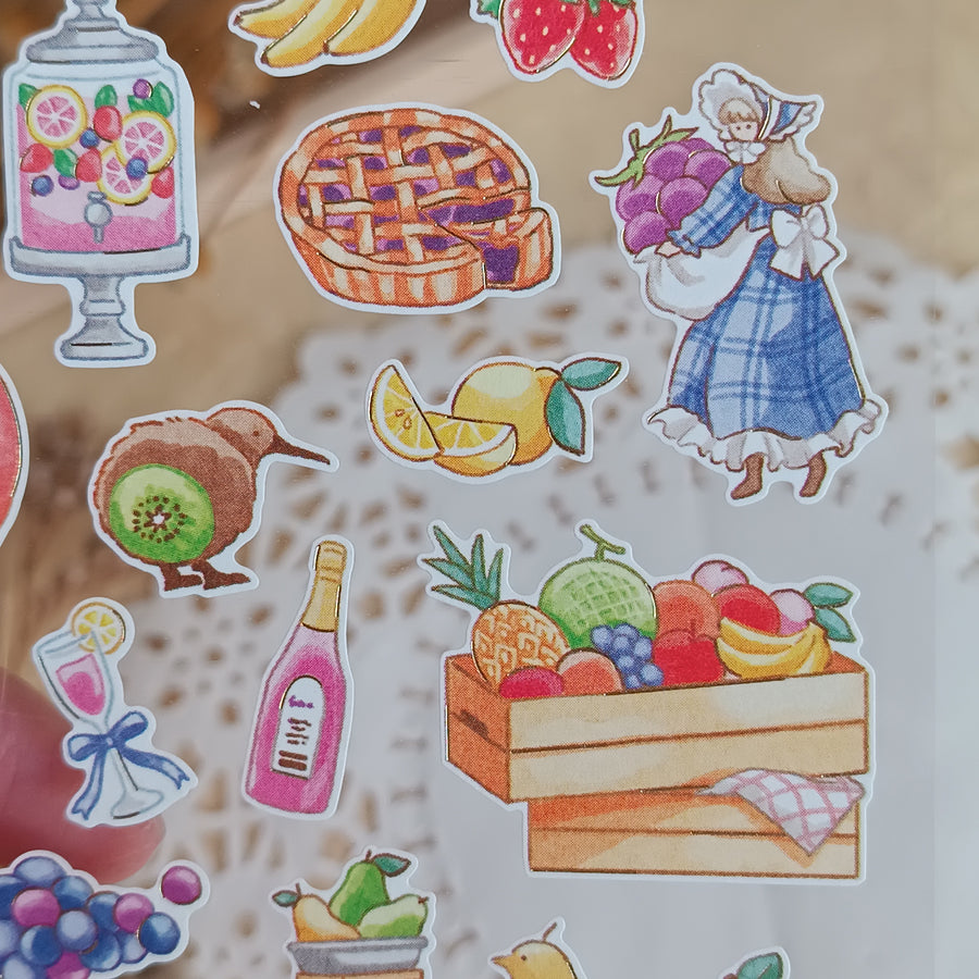 Mind Wave Fushigi Na Sekai Foil Gold Sticker - Bountiful Fruit Harvest