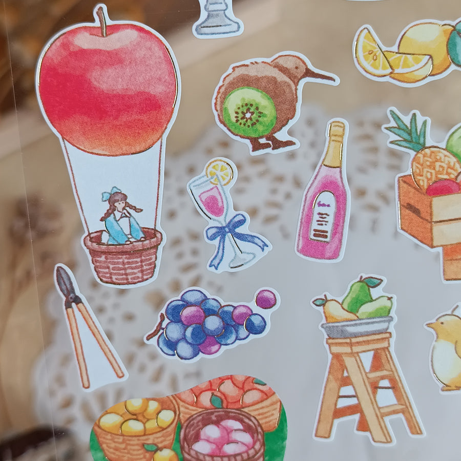 Mind Wave Fushigi Na Sekai Foil Gold Sticker - Bountiful Fruit Harvest