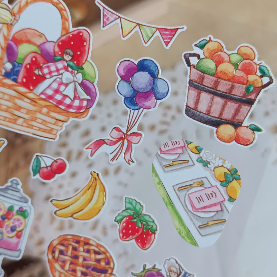 Mind Wave Fushigi Na Sekai Foil Gold Sticker - Bountiful Fruit Harvest