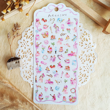 Mind Wave Watashi To Kobito Gold Foil Sticker - Pink