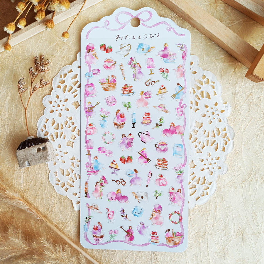 Mind Wave Watashi To Kobito Gold Foil Sticker - Pink
