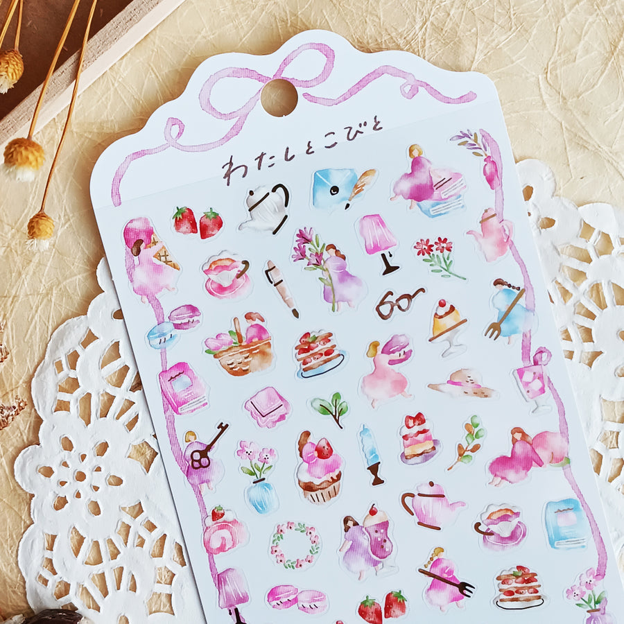 Mind Wave Watashi To Kobito Gold Foil Sticker - Pink