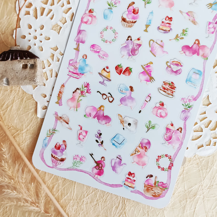 Mind Wave Watashi To Kobito Gold Foil Sticker - Pink