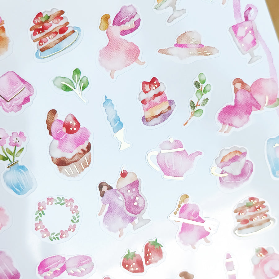 Mind Wave Watashi To Kobito Gold Foil Sticker - Pink