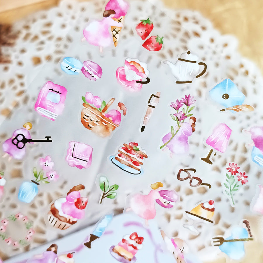 Mind Wave Watashi To Kobito Gold Foil Sticker - Pink