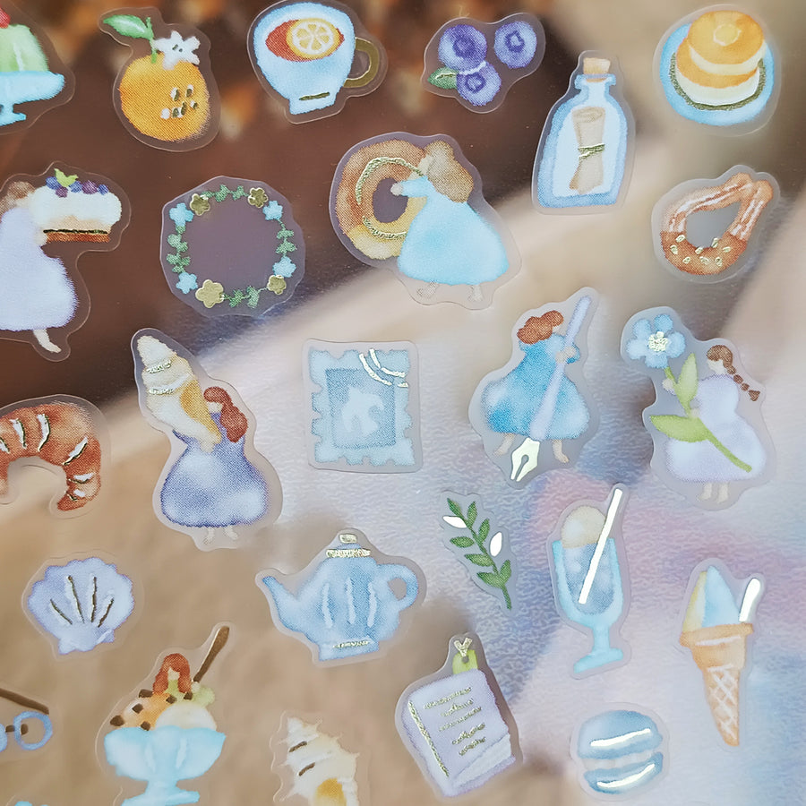 Mind Wave Watashi To Kobito Gold Foil Sticker - Blue