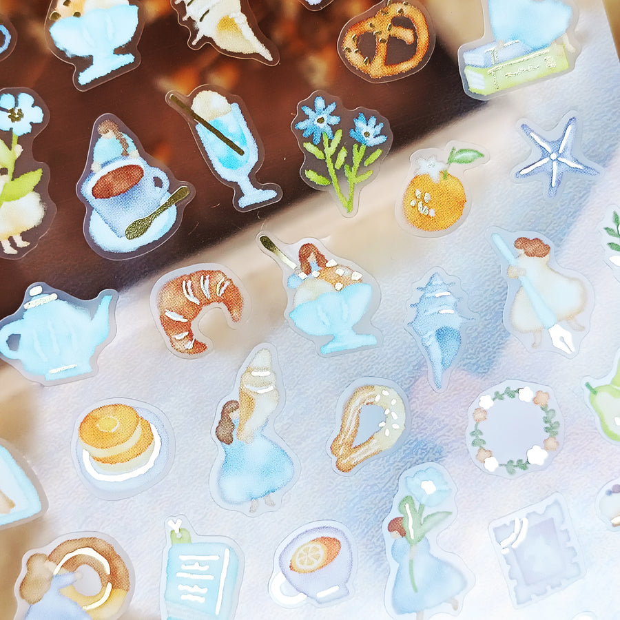 Mind Wave Watashi To Kobito Gold Foil Sticker - Blue