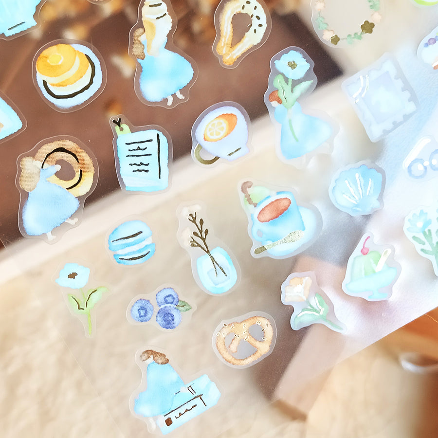Mind Wave Watashi To Kobito Gold Foil Sticker - Blue