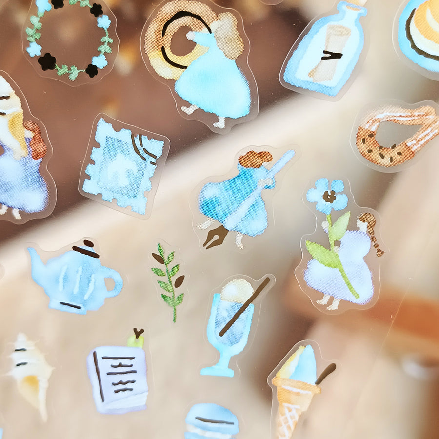 Mind Wave Watashi To Kobito Gold Foil Sticker - Blue