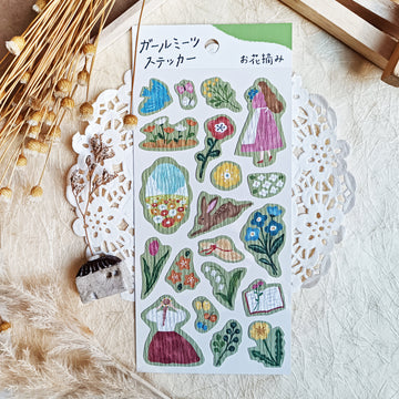 Mind Wave Girl meets Crepe Paper Sticker - Flower picking