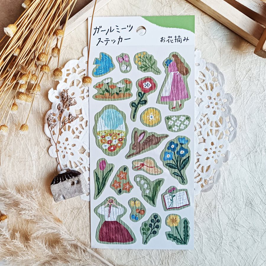 Mind Wave Girl meets Crepe Paper Sticker - Flower picking