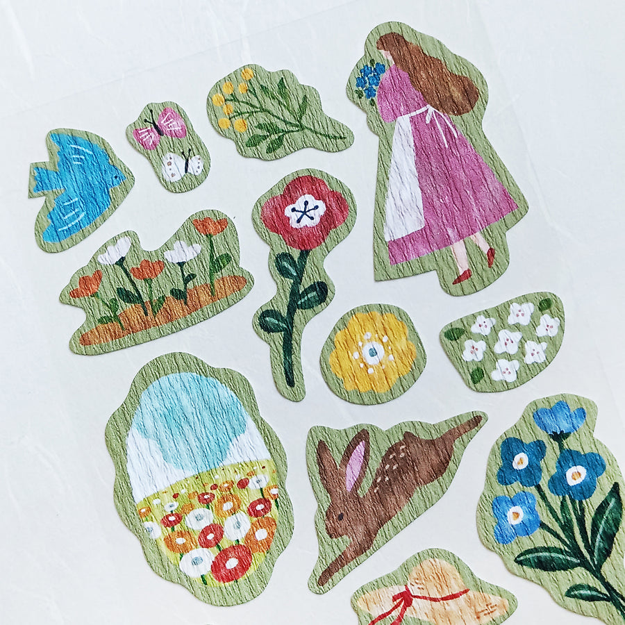 Mind Wave Girl meets Crepe Paper Sticker - Flower picking