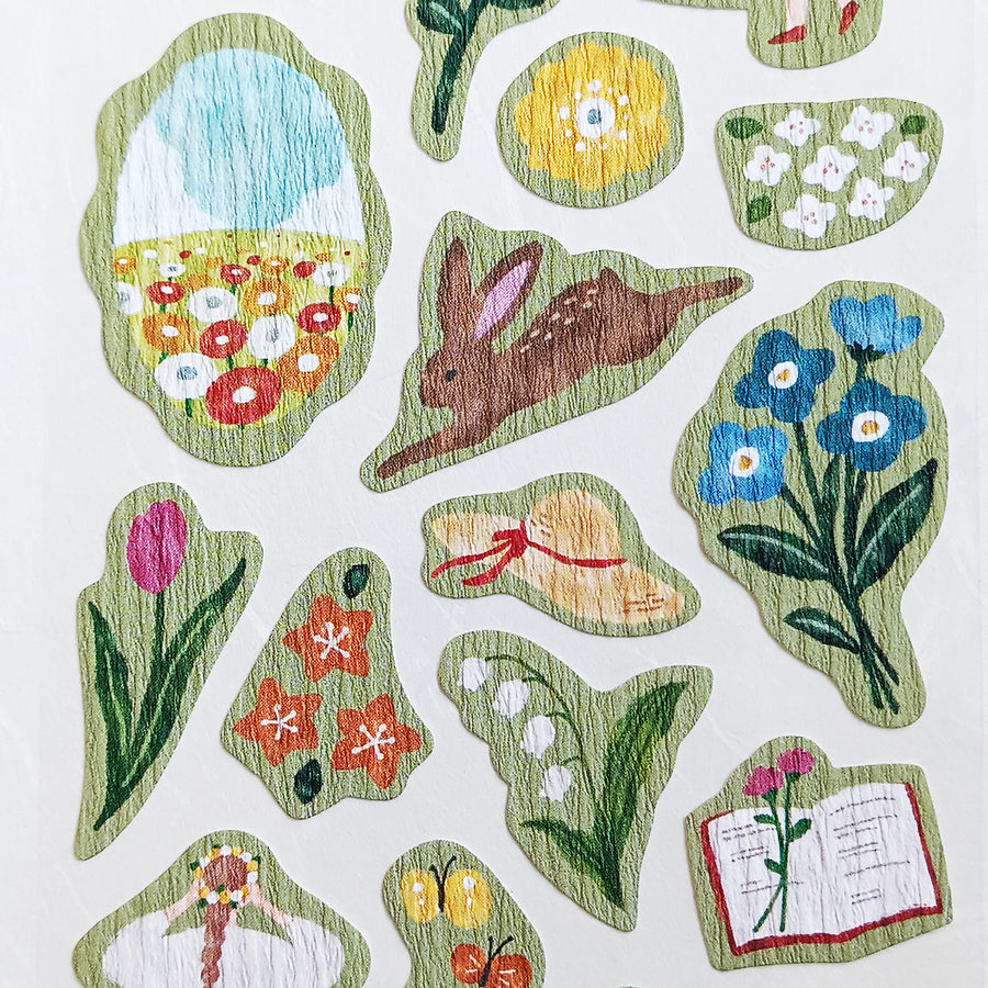 Mind Wave Girl meets Crepe Paper Sticker - Flower picking