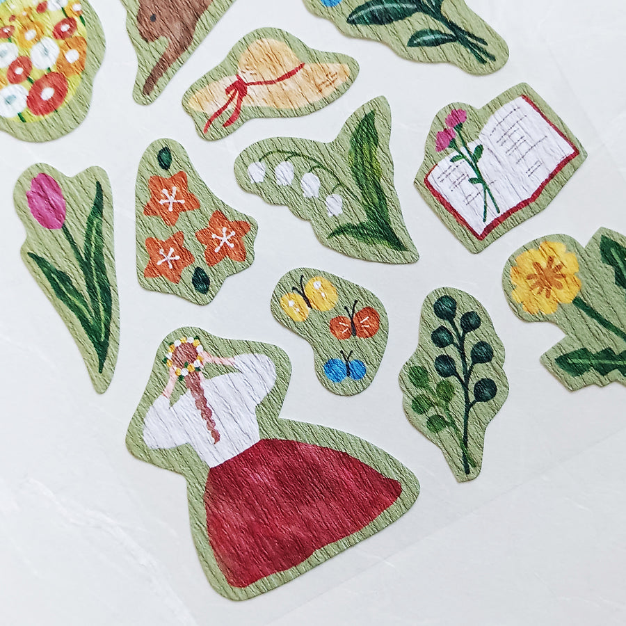 Mind Wave Girl meets Crepe Paper Sticker - Flower picking