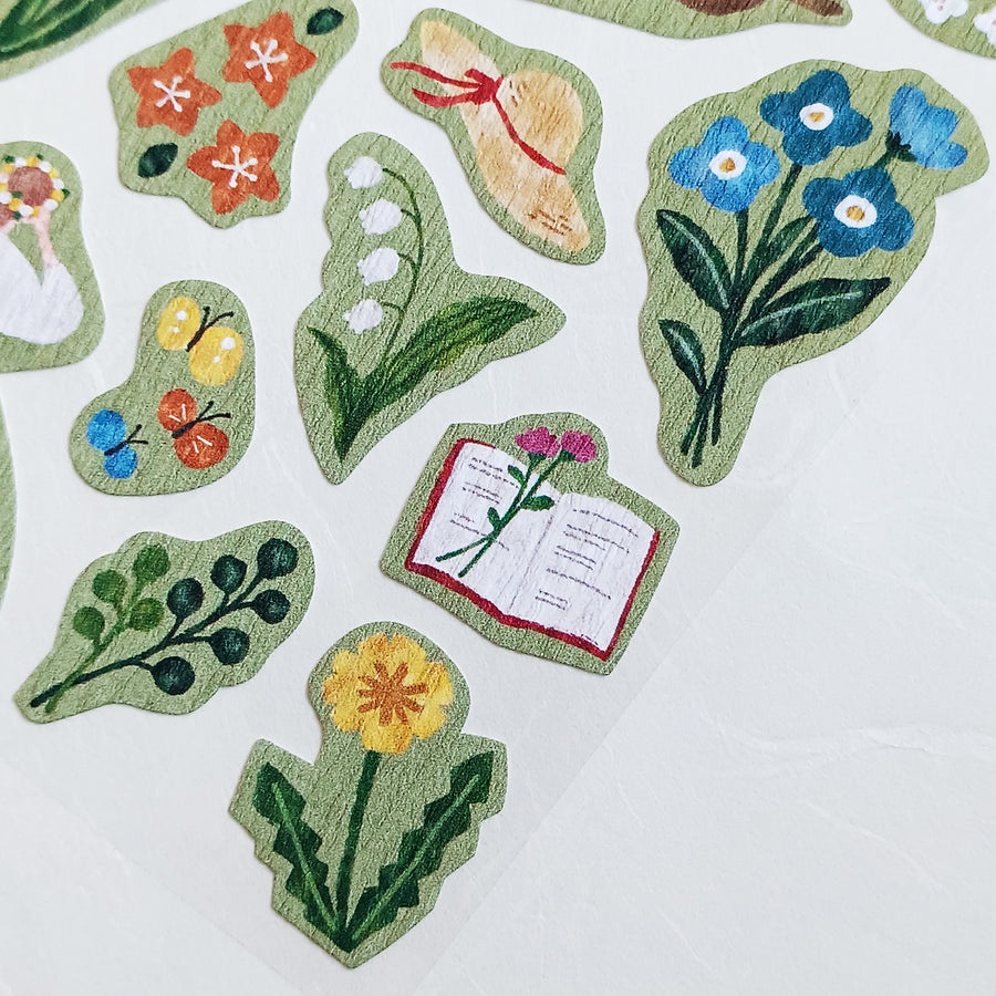 Mind Wave Girl meets Crepe Paper Sticker - Flower picking
