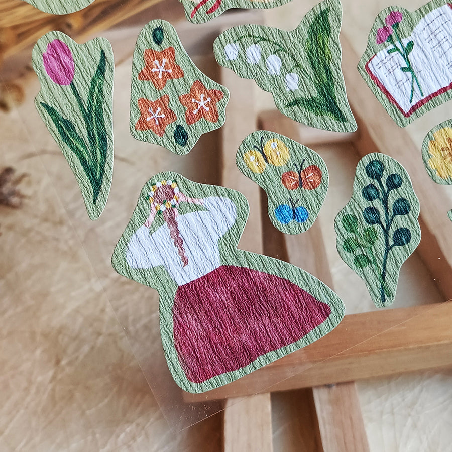 Mind Wave Girl meets Crepe Paper Sticker - Flower picking