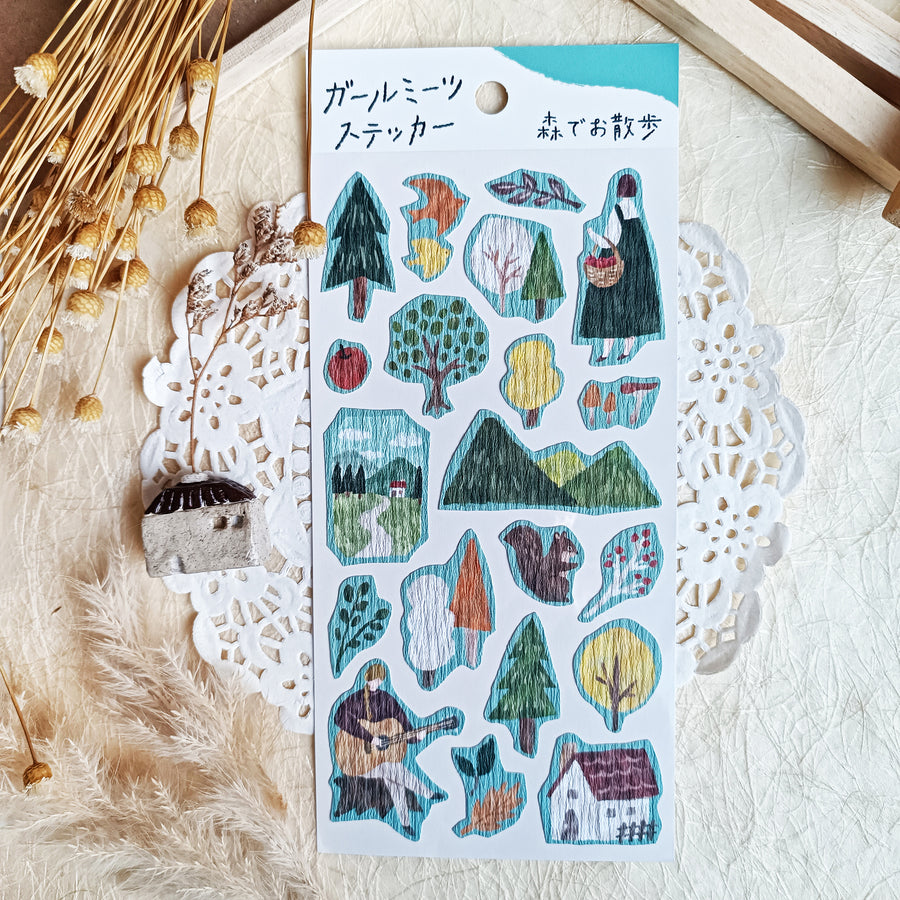 Mind Wave Girl meets Crepe Paper Sticker - Walk in the forest