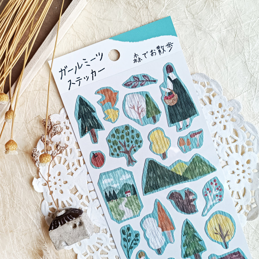 Mind Wave Girl meets Crepe Paper Sticker - Walk in the forest