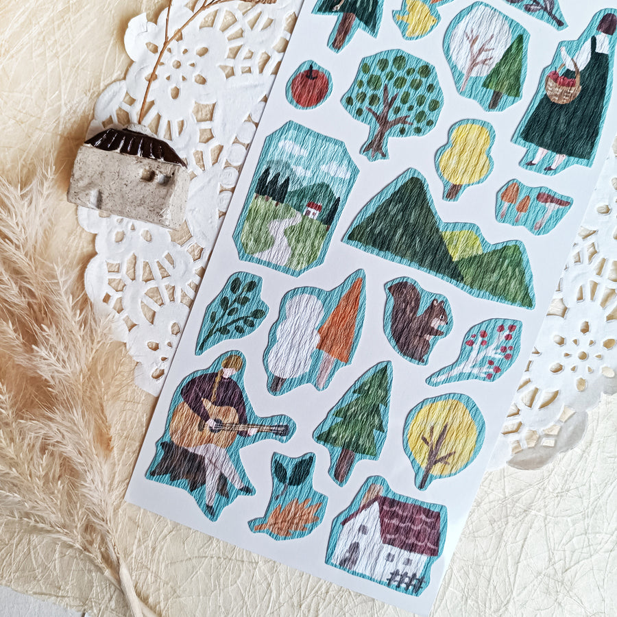 Mind Wave Girl meets Crepe Paper Sticker - Walk in the forest