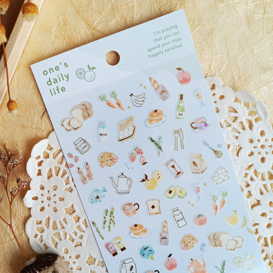 Mind Wave One's Daily Life Gold Foil Sticker - Breakfast
