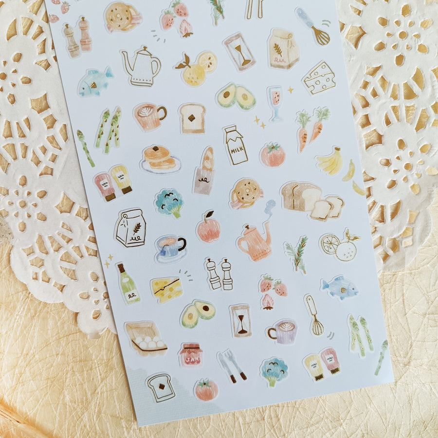 Mind Wave One's Daily Life Gold Foil Sticker - Breakfast