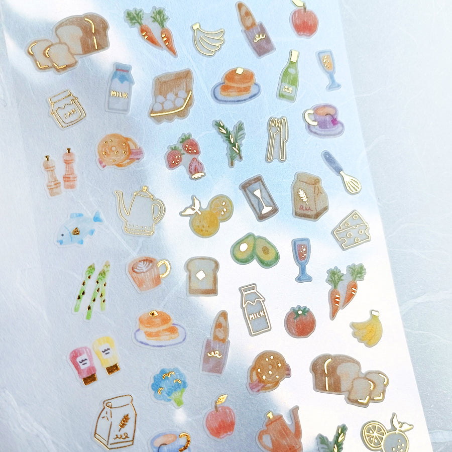 Mind Wave One's Daily Life Gold Foil Sticker - Breakfast