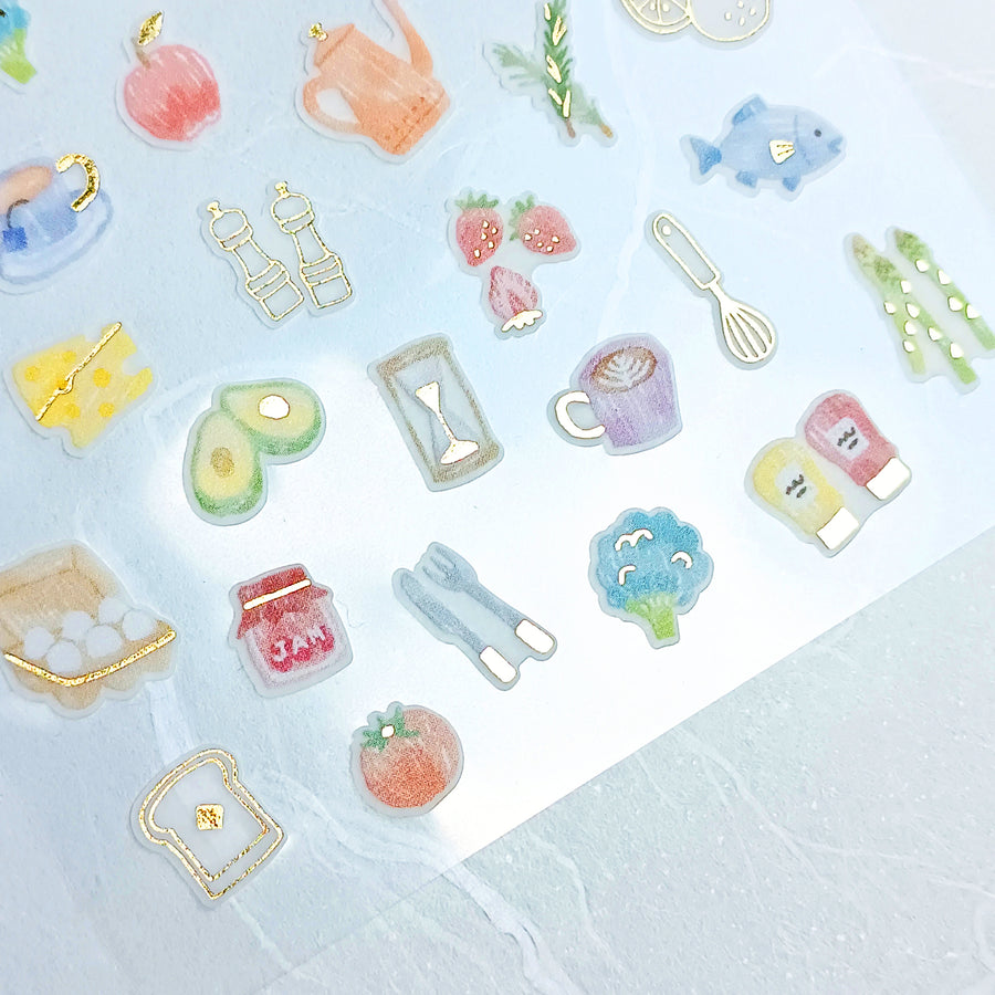 Mind Wave One's Daily Life Gold Foil Sticker - Breakfast