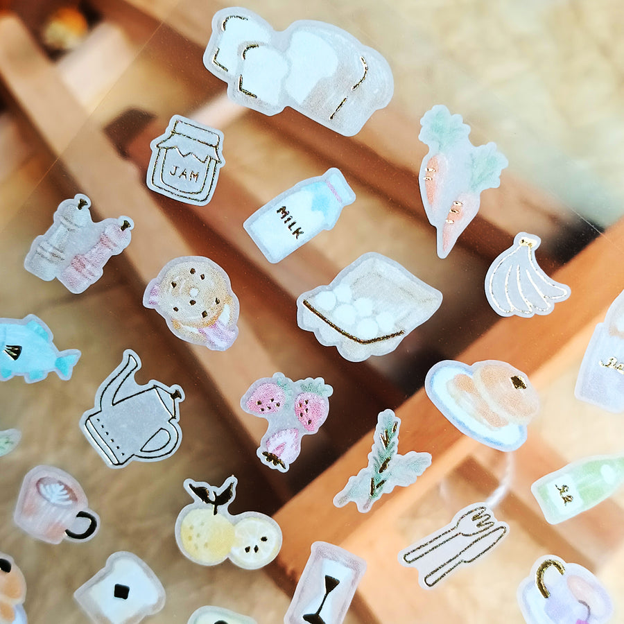 Mind Wave One's Daily Life Gold Foil Sticker - Breakfast