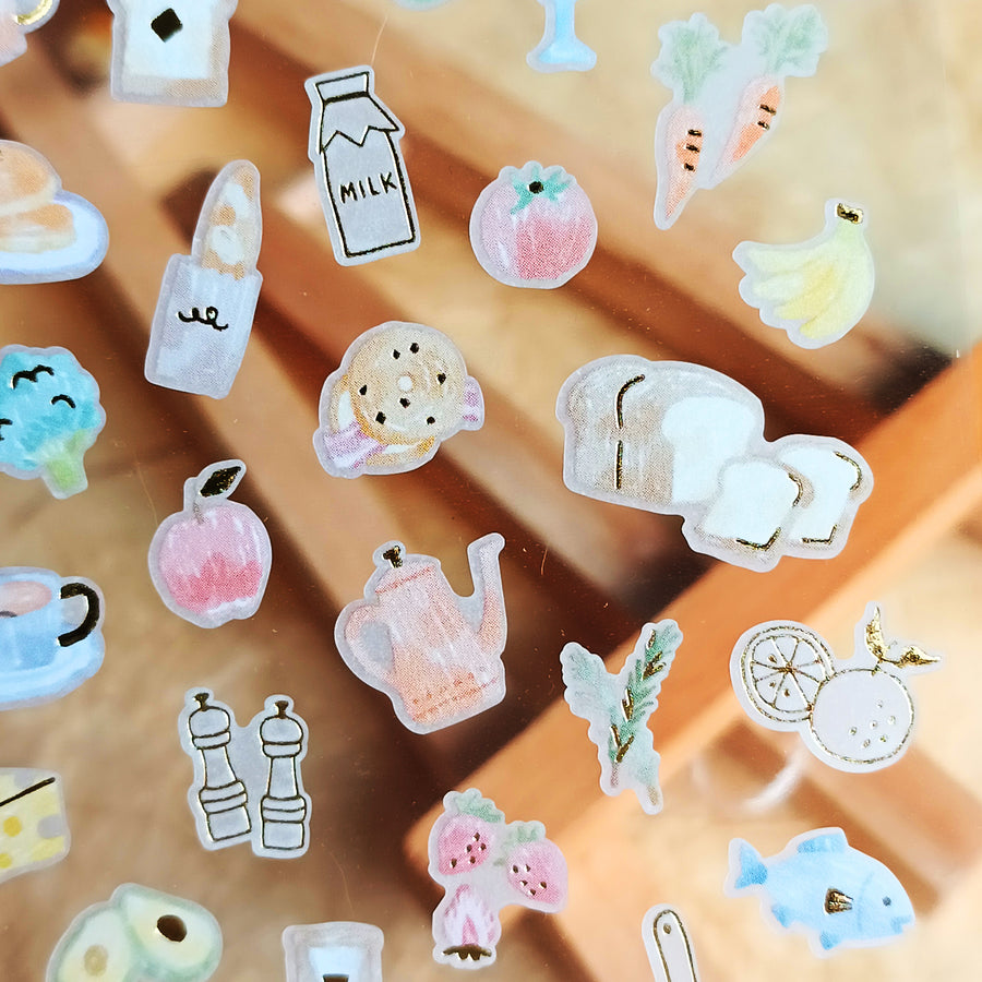 Mind Wave One's Daily Life Gold Foil Sticker - Breakfast