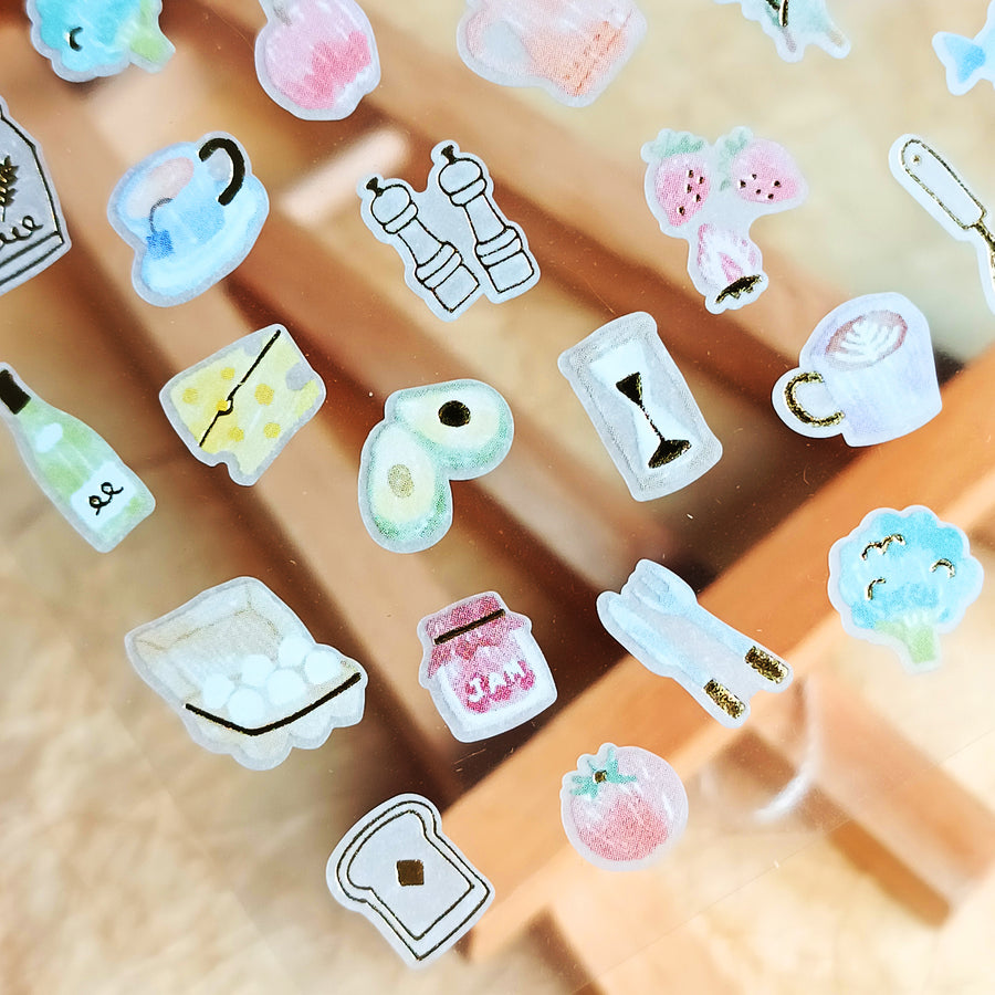 Mind Wave One's Daily Life Gold Foil Sticker - Breakfast