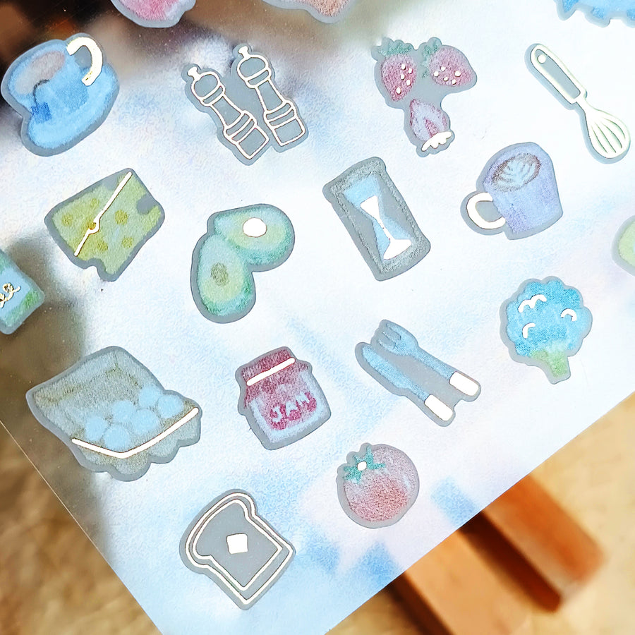 Mind Wave One's Daily Life Gold Foil Sticker - Breakfast
